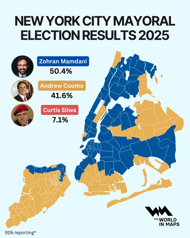 Zohran Mamdani wins historic 2025 New York City mayoral race, defeating ...
