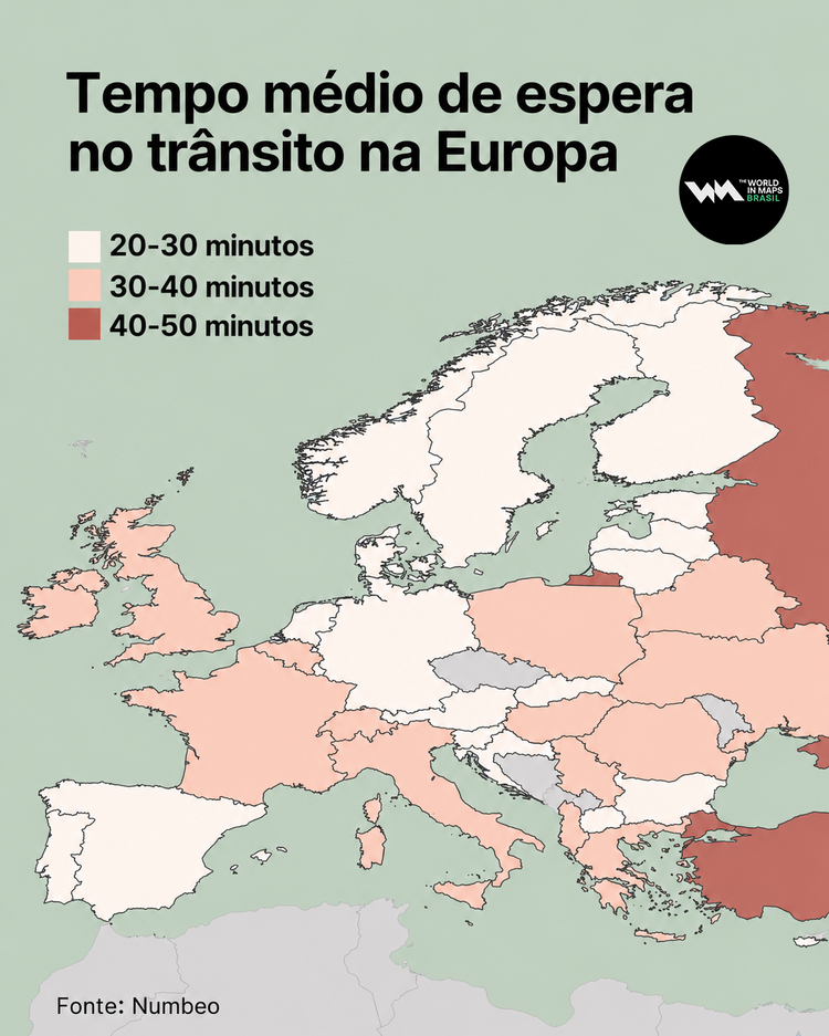 Tempo médio de espera na trânsito na Europa 
