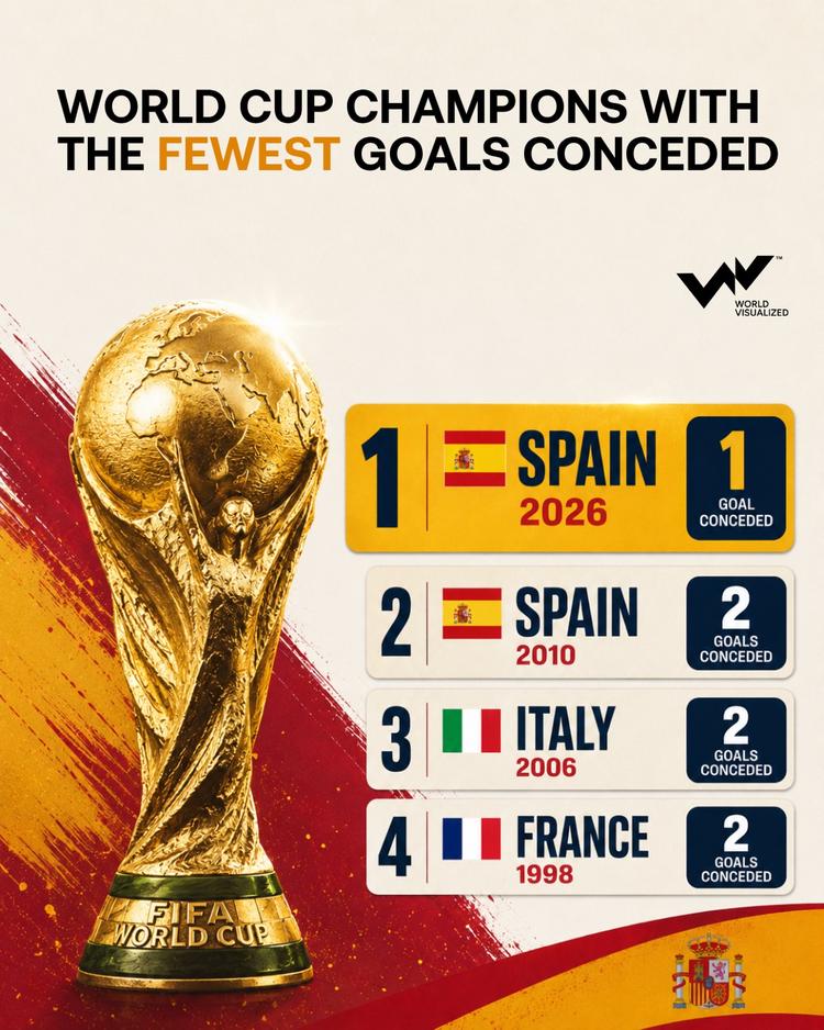 Spain sets new defensive record after conceding just one goal to win 2026 FIFA World Cup