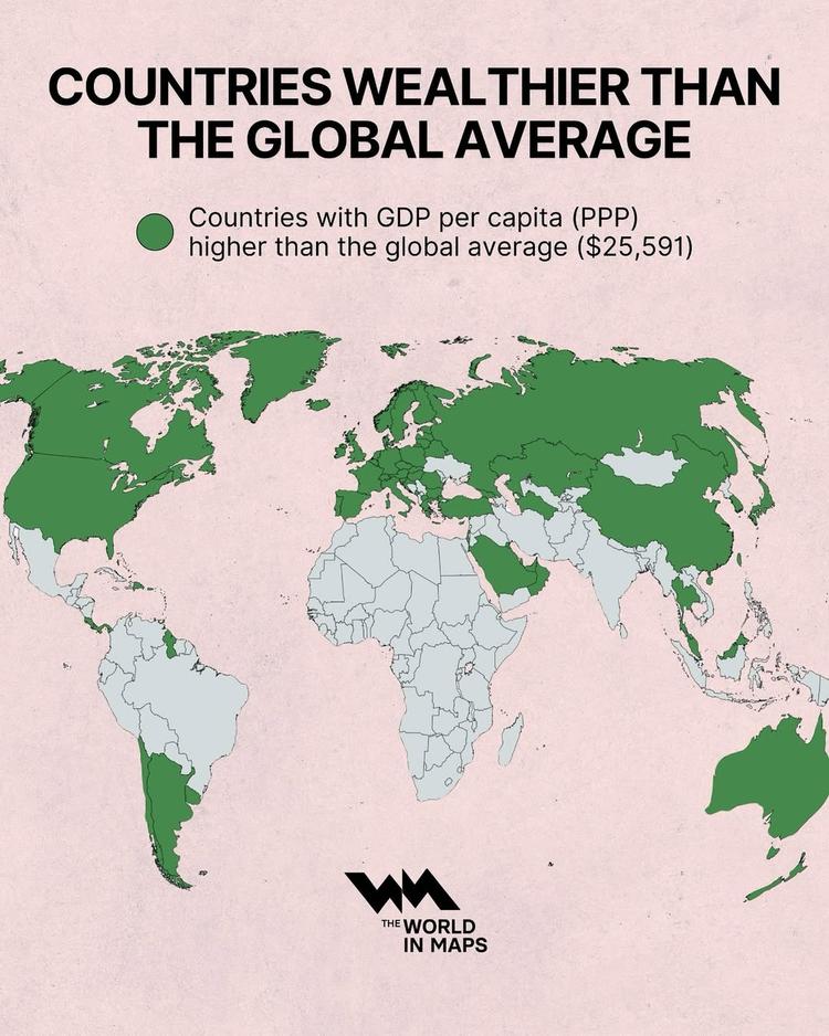 Countries richer than the global average