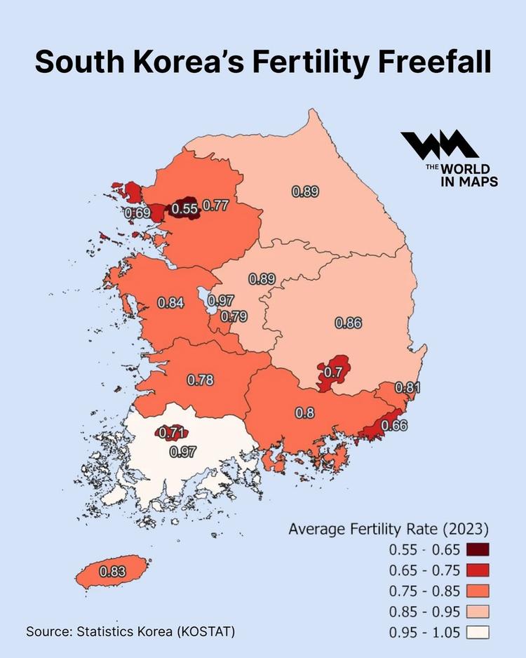 South Korea’s fertility crisis deepens as national average falls to 0.72