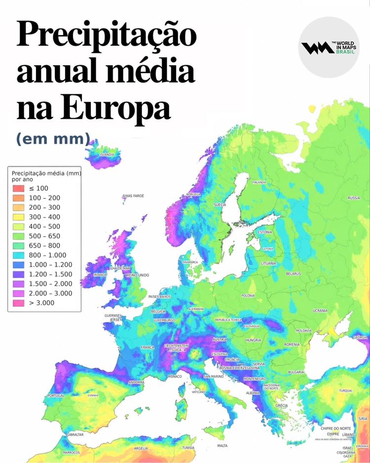 Onde chove mais na Europa?