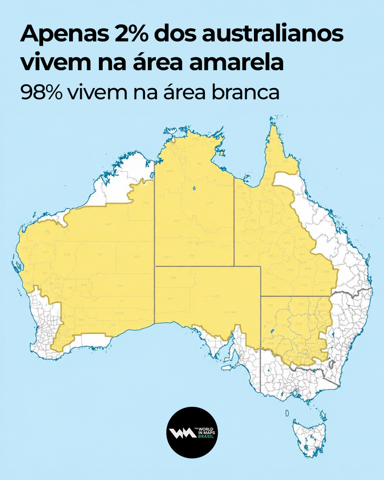 Apenas 2% dos australianos vivem na área amarela