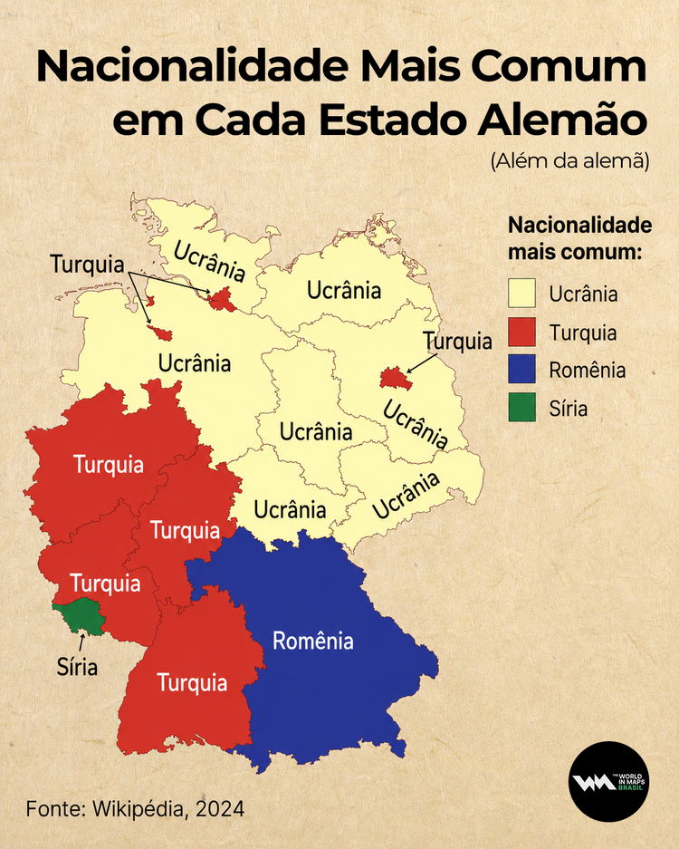 Nacionalidade mais comum em cada estado alemão