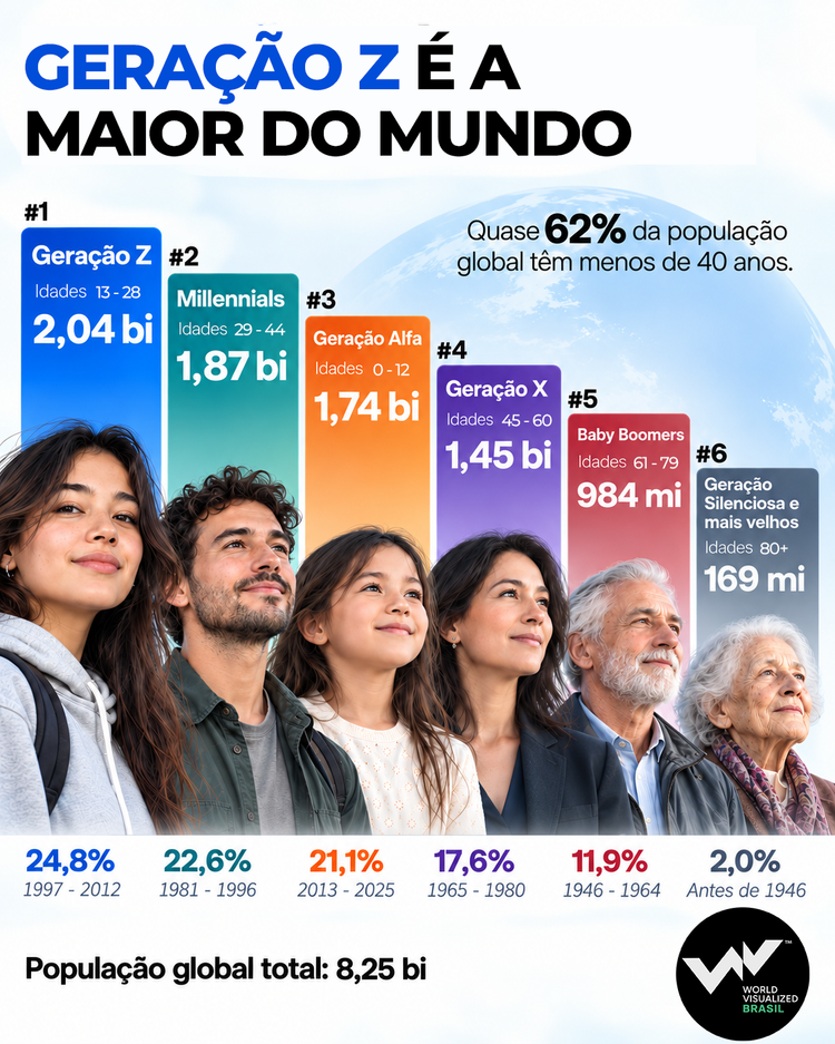 Geração Z é a maior do mundo atualmente.
