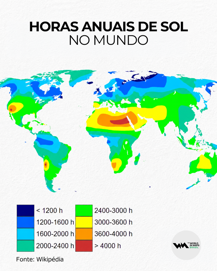 Ilustração que mostra a incidencia de luz solar no mundo